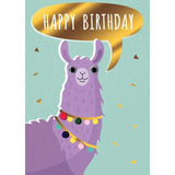 Second Nature hand-finished llama birthday card 17.5cm x 12.5cm, UK version