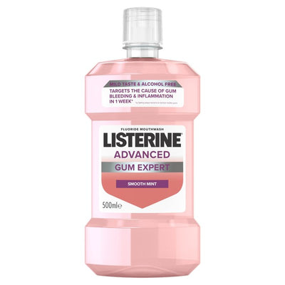 M&S Listerine Advanced Gum Expert Milder Taste Alcohol Free Mouthwash 500ml- Buy online at McGrocer