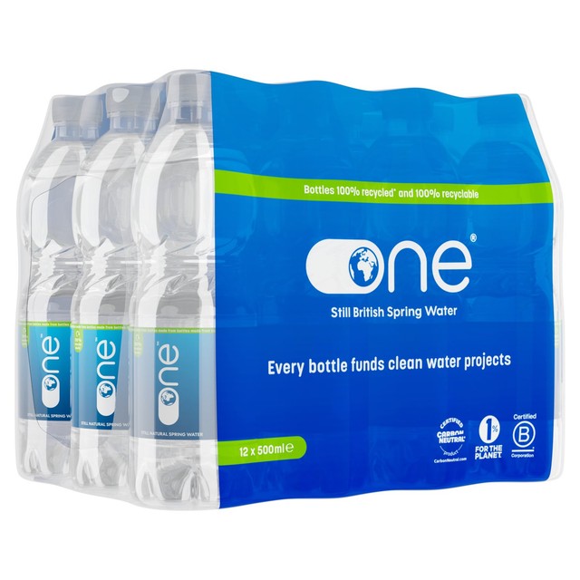 One Water still spring water 500ml bottle, imported from the UK