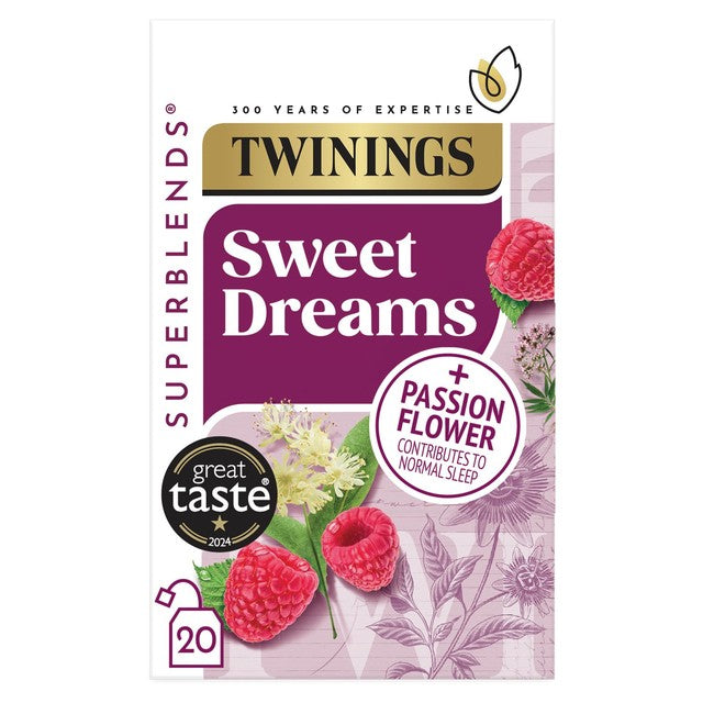 Twinings Superblends Sweet Dreams raspberry herbal tea 20 bags (British brand)