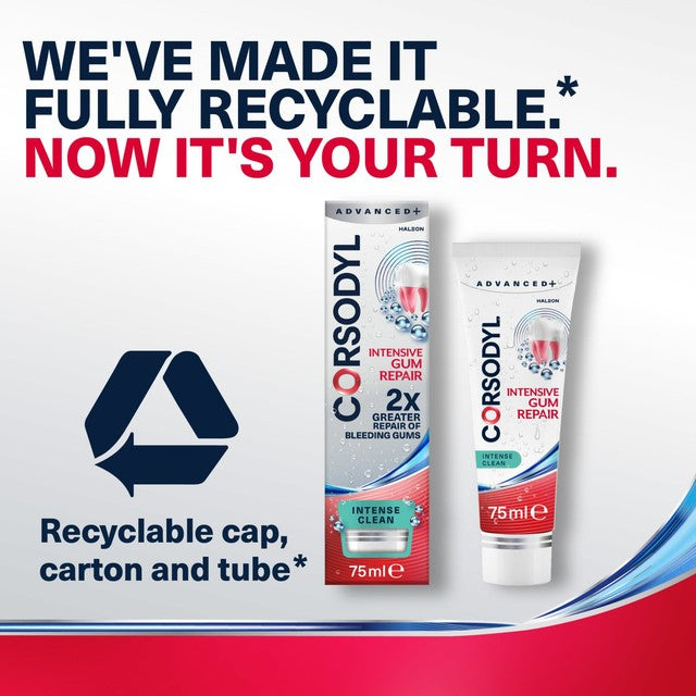 Corsodyl Intensive Gum Repair Toothpaste Intense Clean 75ml (British brand)