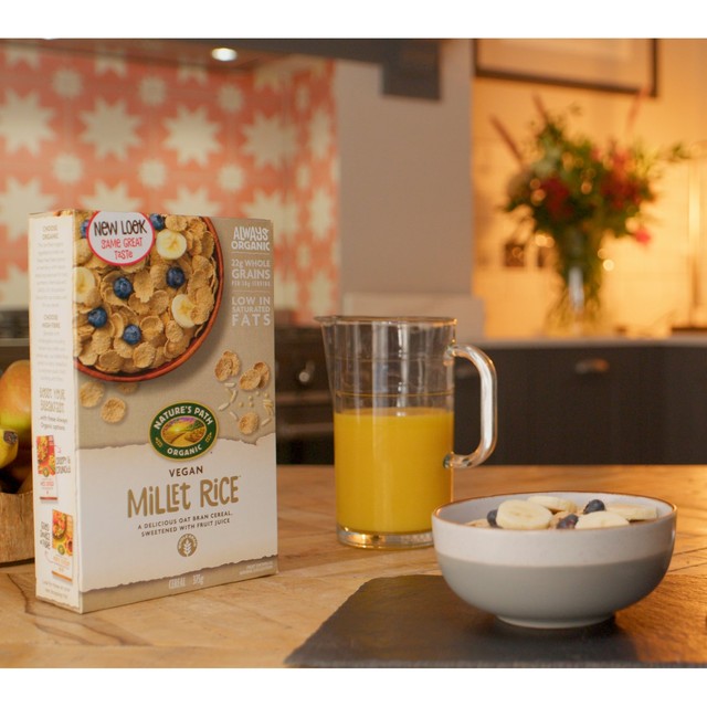 Nature's Path wheat free organic millet rice oat bran cereal 375g, imported from the UK