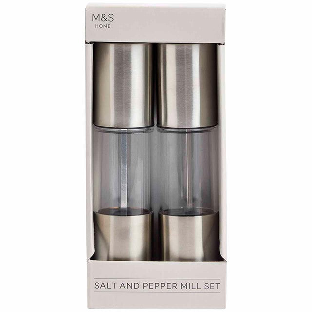 M&S Stainless Steel Salt and Pepper Mills, imported from the UK