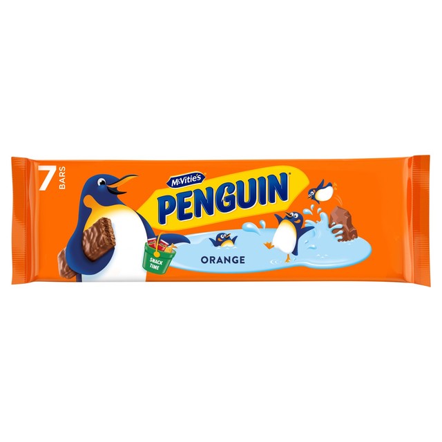 McVitie's Penguin orange biscuit bars multipack (7 bars), imported from the UK