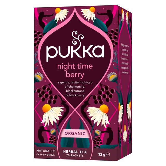 Pukka Herbs Night Time Berry Herbal Tea Bags x20, imported from the UK