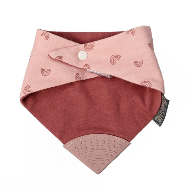 Cheeky Chompers Neckerchew Rainbow Rose teething bib one size, imported from the UK