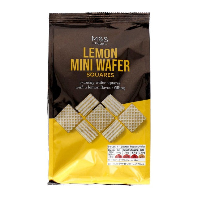 M&S Lemon Wafer Squares biscuits 125g, imported from the UK
