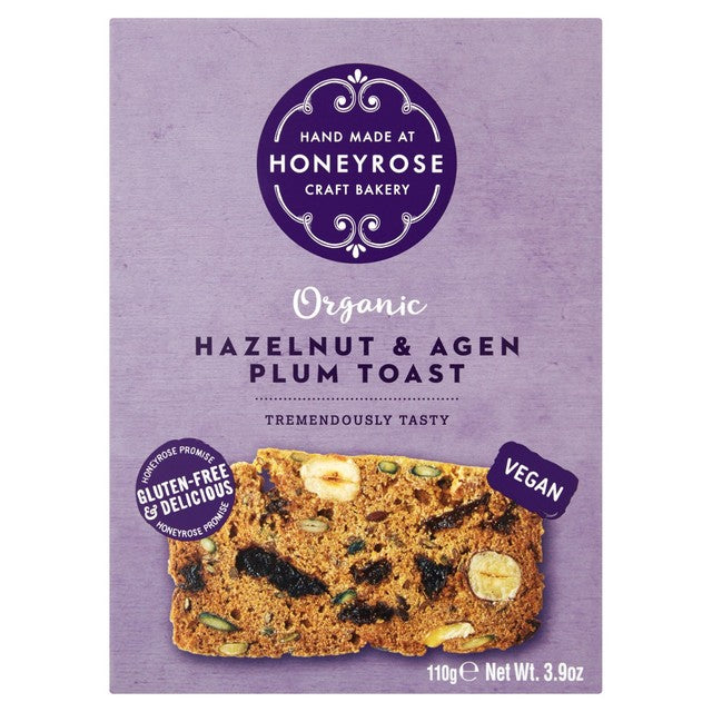 Honeyrose organic gluten-free hazelnut and plum toasts, UK version