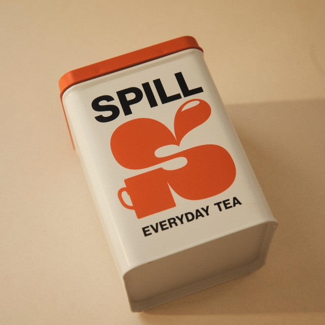 Spill Tea storage tin (British brand)