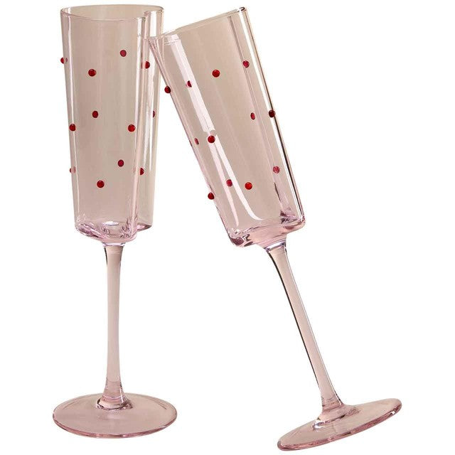 M&S pink heart champagne flutes set of 2 (British brand)