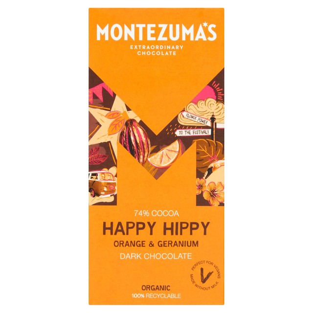 Montezuma's orange geranium dark chocolate bar 90g, imported from the UK