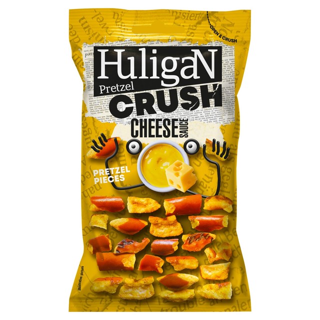 Huligan Pretzel Crush Cheese Sauce Flavour pretzel pieces 65g, UK version