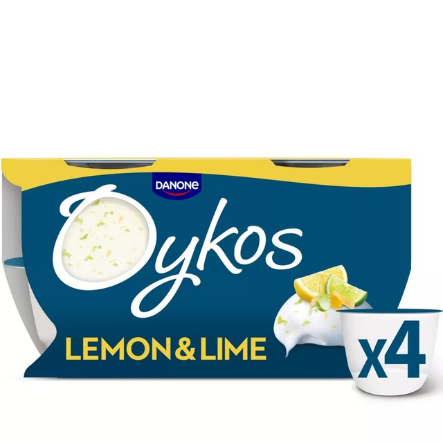 Oykos Lemon and Lime Yoghurt Greek Style 4 x 110g, imported from the UK