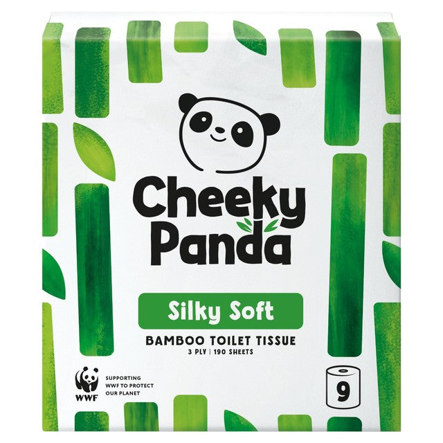 The Cheeky Panda Natural 3-Ply Bamboo Toilet Tissue 9 Roll Pack - British product