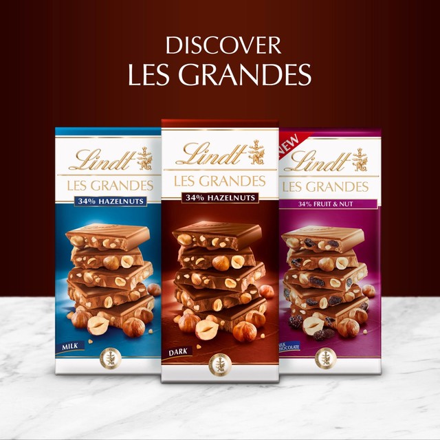 Lindt hazelnuts dark chocolate bar 150g, UK version