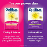 Optibac probiotics women's wellbeing supplement capsule jar, UK version