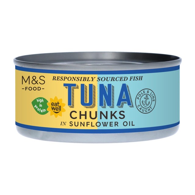 M&S Tuna Chunks in Sunflower Oil 160g, imported from the UK