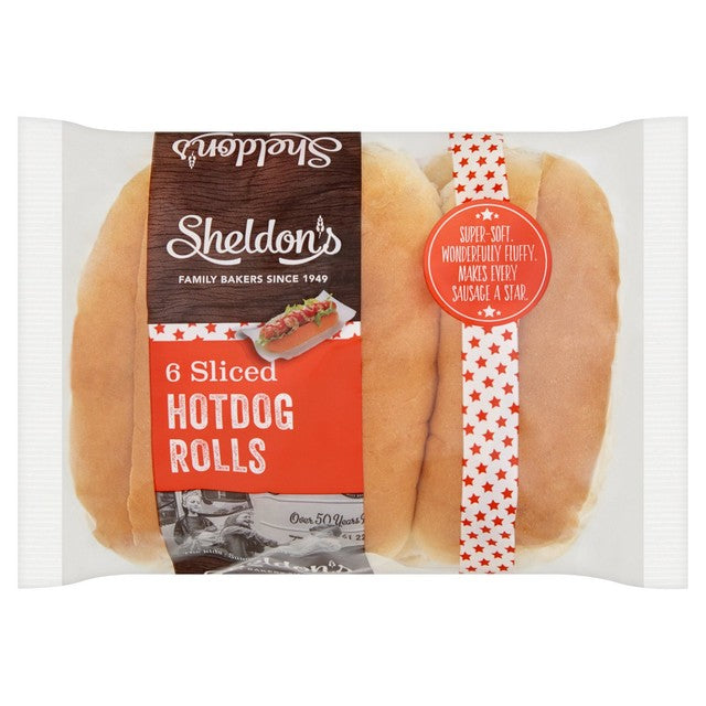 Sheldon's sliced hot dog rolls 6 pack (British brand)