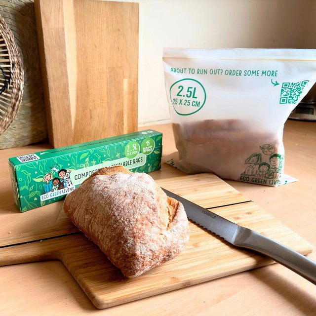 Eco Green Living compostable resealable ziplock bags 2.5L - British product