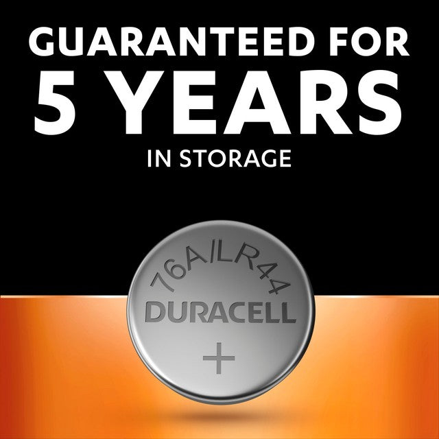 Duracell LR44 alkaline coin battery - British product