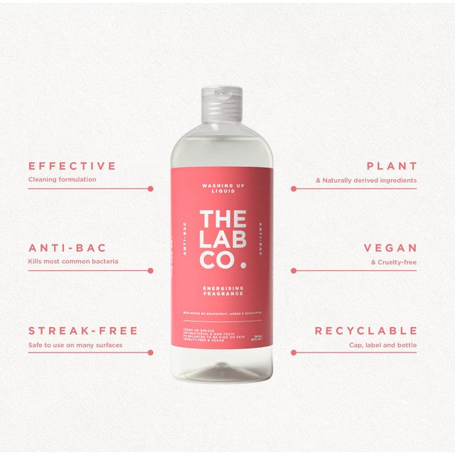 The Lab Co. energising washing up liquid 750ml (British brand)
