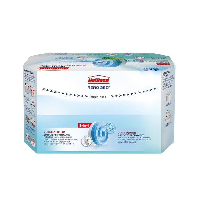 Unibond AERO 360 Moisture Absorber Waterfall Refill Tabs 4 Pack (British brand)