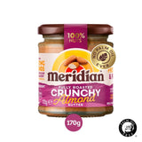 Jar of Meridian crunchy almond butter made from 100% nuts, imported from the UK