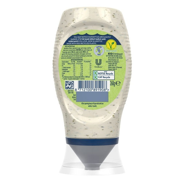 Hellmann's Garlic & Herb Sauce 250ml, UK version