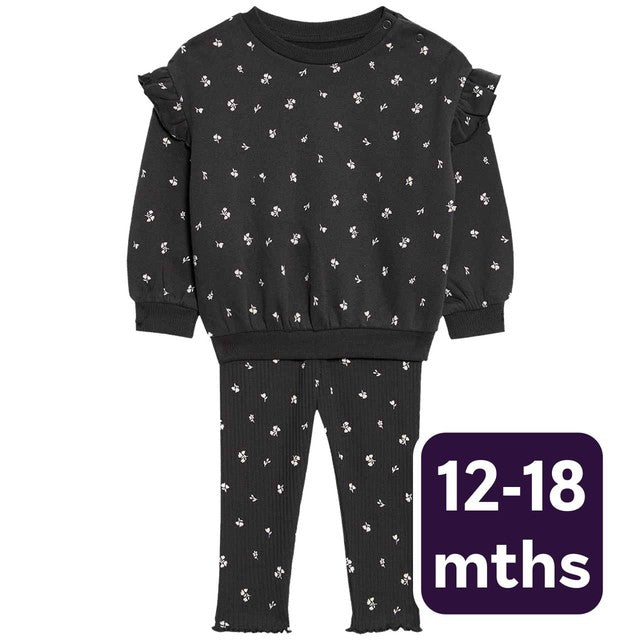 M&S floral sweat outfit grey 12-18 months, imported from the UK