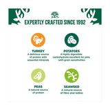 James Wellbeloved grain free turkey dog food pouches, imported from the UK