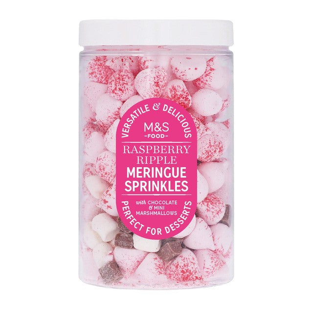 M&S Raspberry Ripple Meringue Sprinkles 70g, imported from the UK