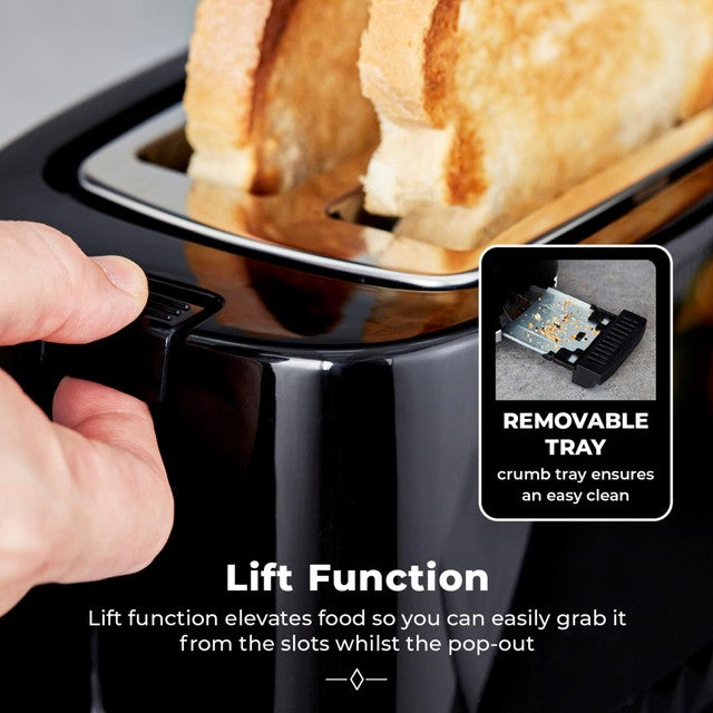 Tower Solitaire 2 slice toaster black - British product