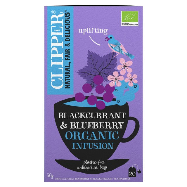 Clipper Blackcurrant & Blueberry Organic Tea Bags 20 Pack - British product