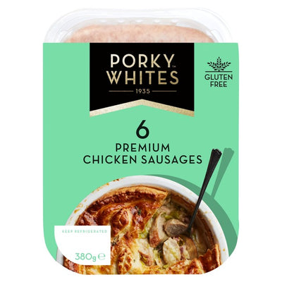 M&S Porky Whites 6 Premium Chicken Sausages 380g- Buy online at McGrocer