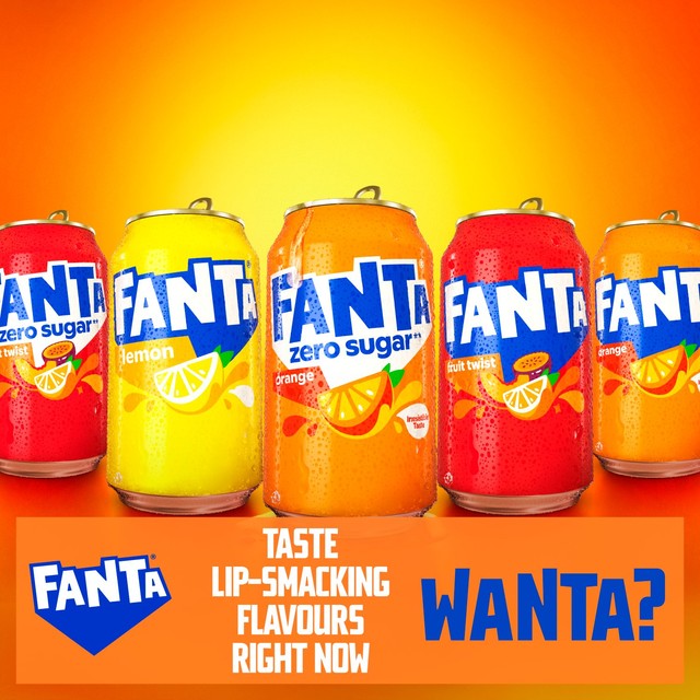 Fanta Orange Zero sugar-free orange fizzy drink 8 x 330ml - British product