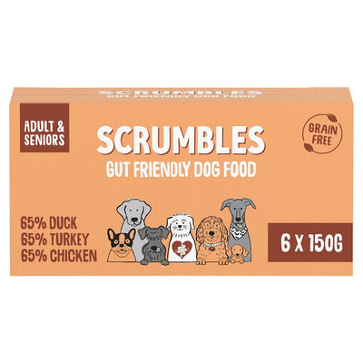 M&S Scrumbles Grain Free Wet Dog Food Multipack with Chicken, Duck & Turkey 6 x 150g- Buy online at McGrocer
