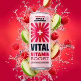 Vital sparkling apple and raspberry vitamin water 330ml, UK version