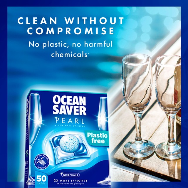OceanSaver Pearl All in One dishwasher tablets 50 pack, imported from the UK