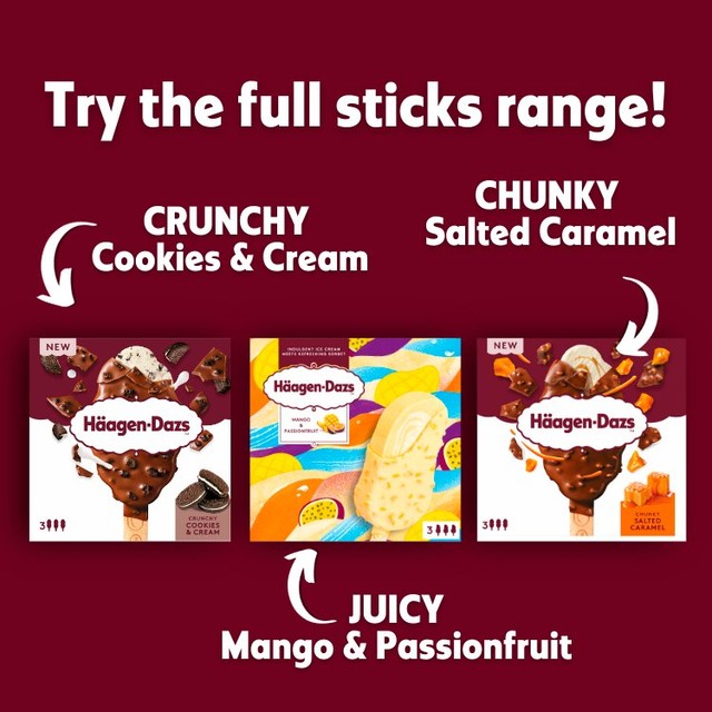 Häagen-Dazs chunky salted caramel ice cream sticks 3x80ml, UK version
