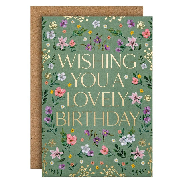 M&S floral birthday card with Kraft envelope, UK version