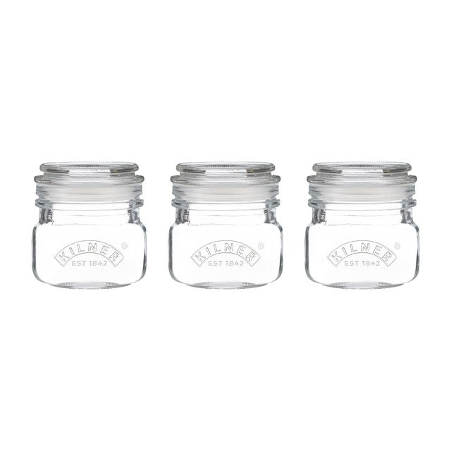 Rayware Kilner Square Push Top Jars 250ml set of 3, UK version