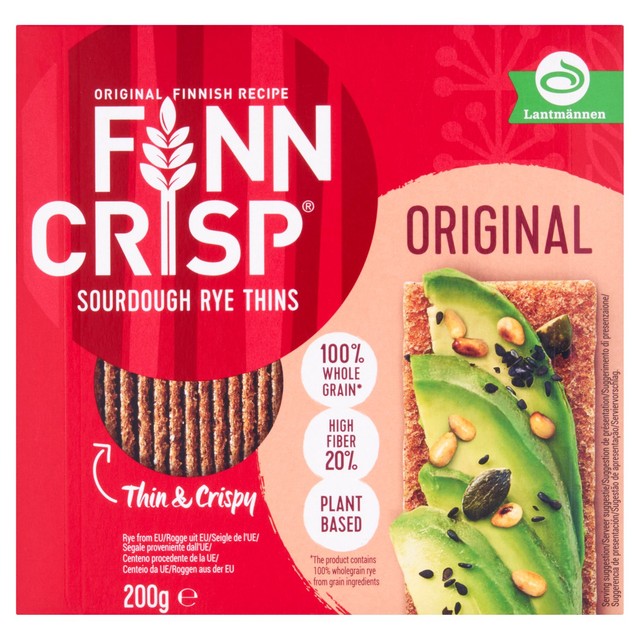 Finn Crisp Harvest Slims rye crispbread 200g - British product