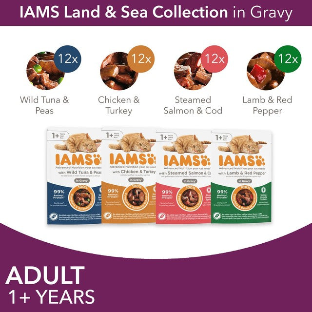 Iams wet cat food Land & Sea Collection 48 x 85g, UK version