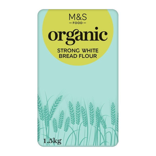 M&S organic strong white bread flour 1.5kg, imported from the UK
