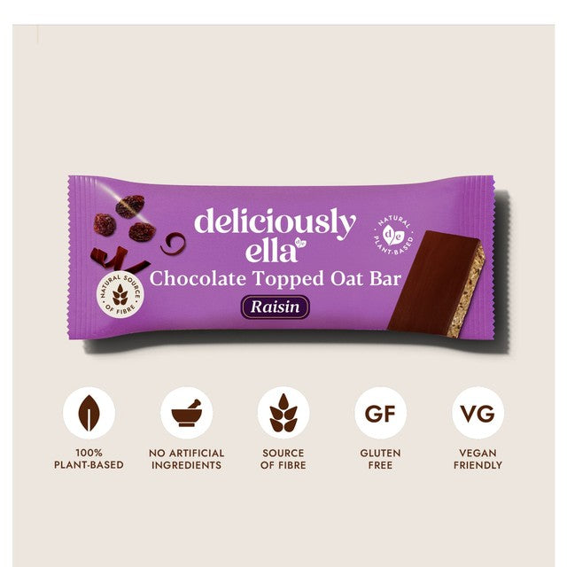 Deliciously Ella raisin chocolate topped oat bar multipack 3 x 50g - British product