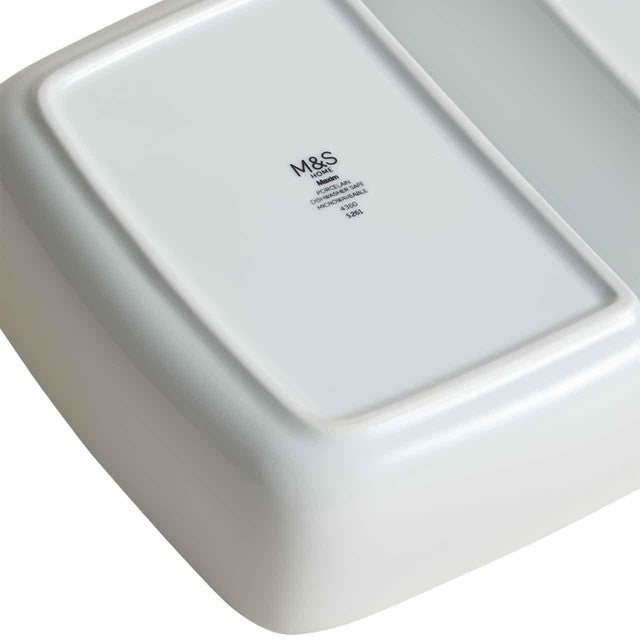 M&S ceramic double vegetable dish white one size, imported from the UK