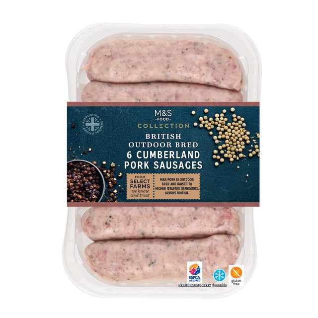 M&S Cumberland sausages 400g, imported from the UK