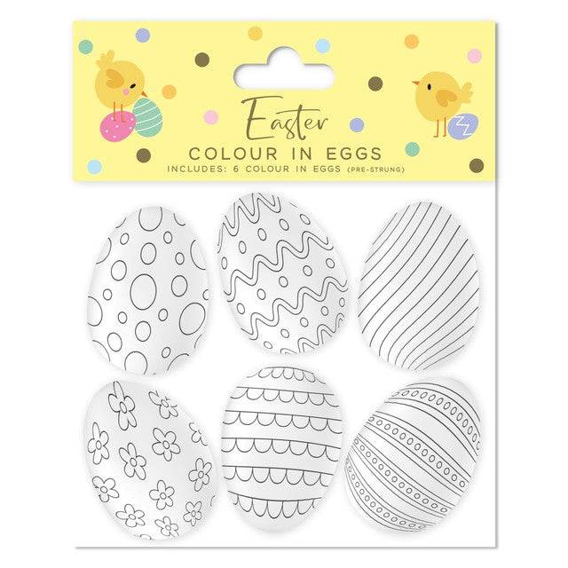 EUROWRAP Colour in Easter Eggs Set 6 per pack - British product