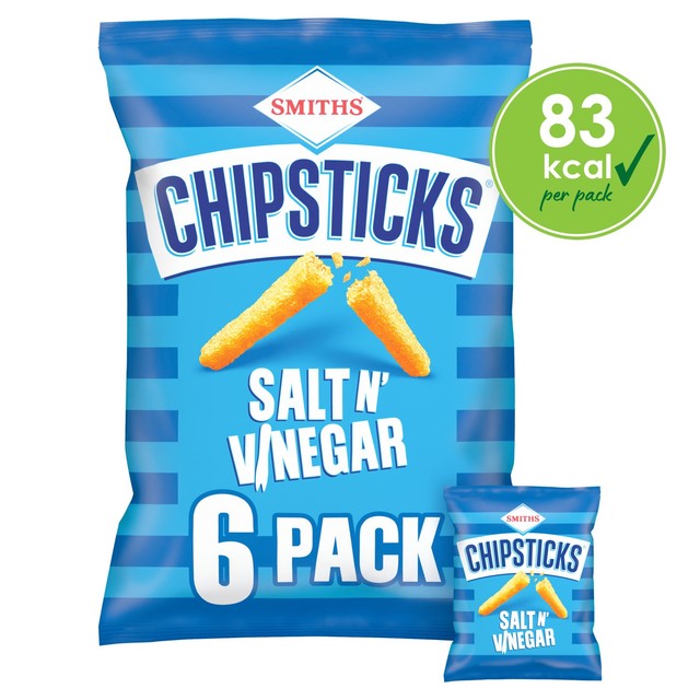 Smiths Chipsticks Salt & Vinegar crisps multipack 6x17g - British product