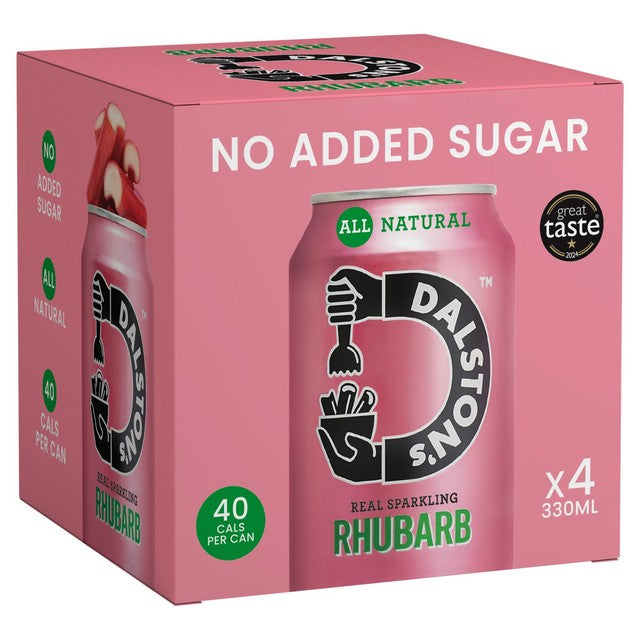 Dalston's sparkling rhubarb drink 4 x 330ml cans - British product